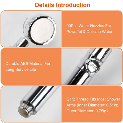 High Pressure Shower Head 360¬∞ Rotating Water Saving Handheld Shower Head DailySale