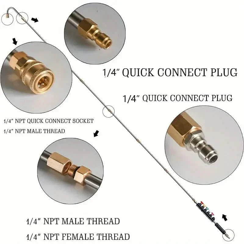 High Pressure Washer Extension Wand, 1/4" Quick Connect Power Washer Lance With 6 Nozzle Tips DailySale