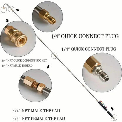 High Pressure Washer Extension Wand, 1/4" Quick Connect Power Washer Lance With 6 Nozzle Tips DailySale