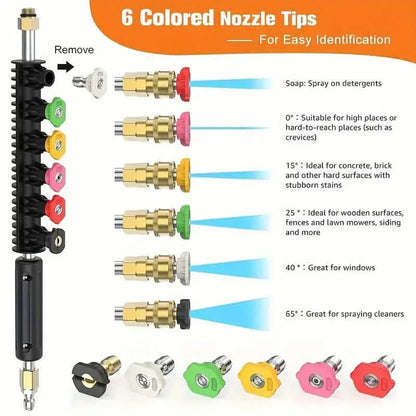 High Pressure Washer Extension Wand, 1/4" Quick Connect Power Washer Lance With 6 Nozzle Tips DailySale