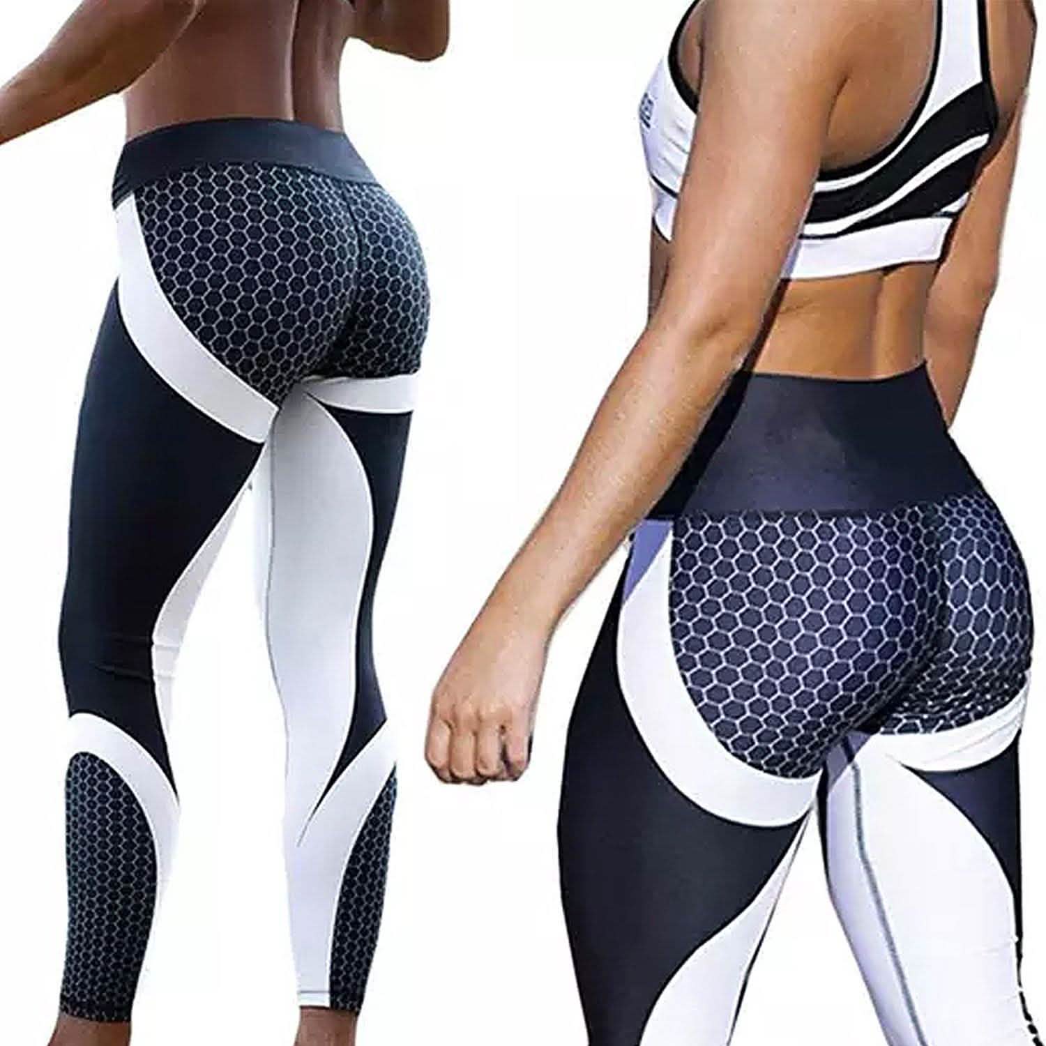 High-Waisted Honeycomb Design Ruched Workouts Fitness Yoga Gym Leggings Pants DailySale