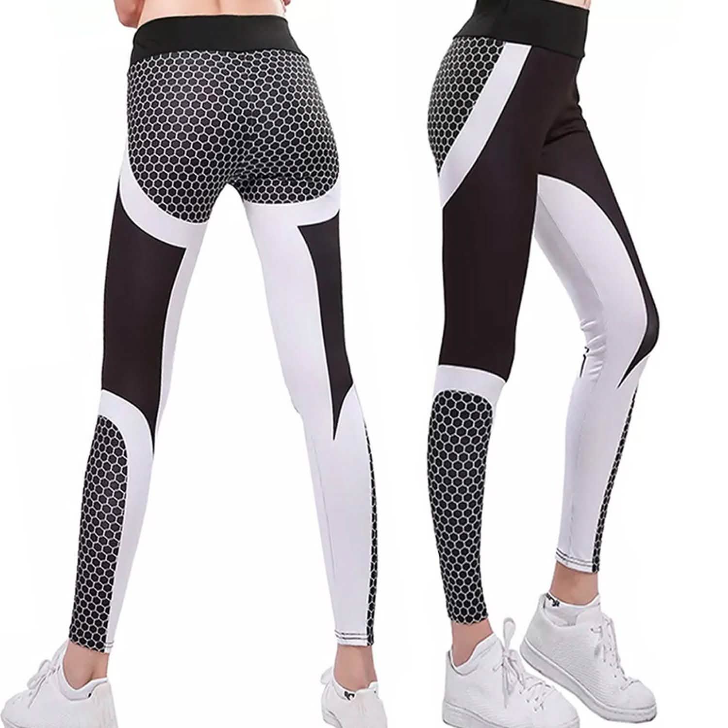 High-Waisted Honeycomb Design Ruched Workouts Fitness Yoga Gym Leggings Pants DailySale