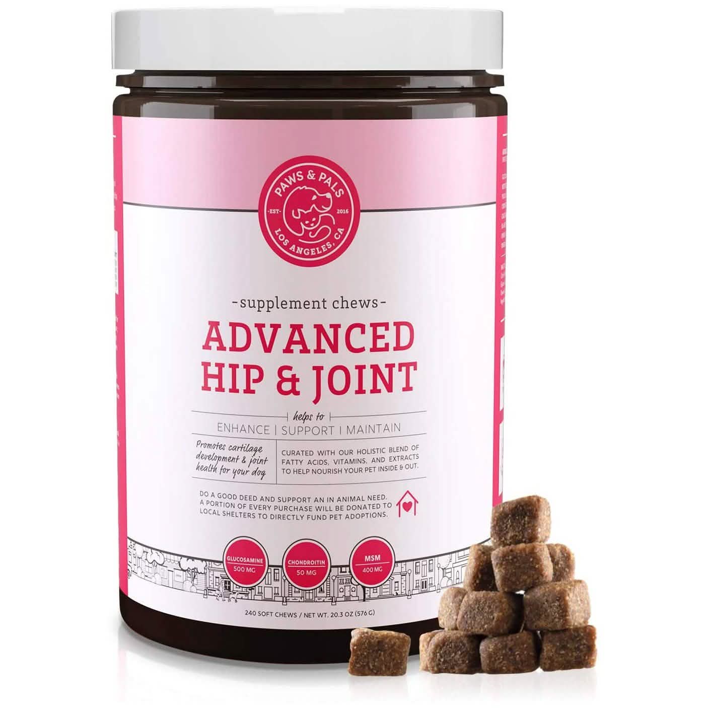Hip and Joint Advanced Level 2 Formula All Natural Glucosamine Supplement for Dogs and Cat DailySale