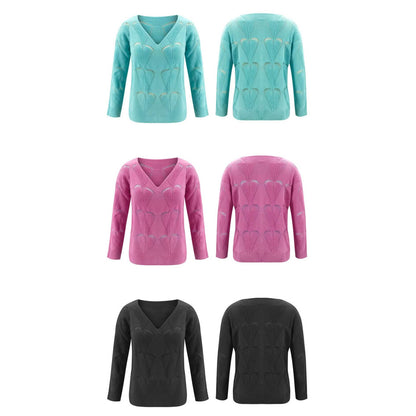 Hollow Out Design See Through V-Neck Long Sleeve Sweater DailySale