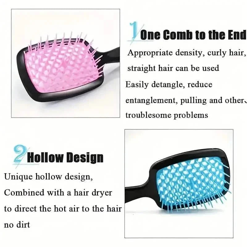 Hollow Out Hairdressing Comb Anti-Static Detangling Hair Brush Scalp Massage Hair Brush For All Hair Types DailySale