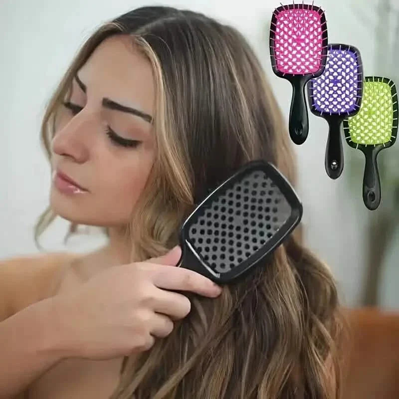 Hollow Out Hairdressing Comb Anti-Static Detangling Hair Brush Scalp Massage Hair Brush For All Hair Types DailySale