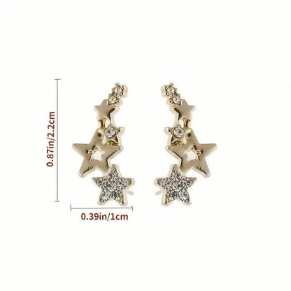 Hollow Star Earrings Zinc Alloy with Rhinestone Accents DailySale