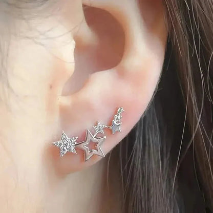 Hollow Star Earrings Zinc Alloy with Rhinestone Accents DailySale