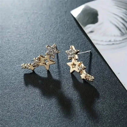Hollow Star Earrings Zinc Alloy with Rhinestone Accents DailySale