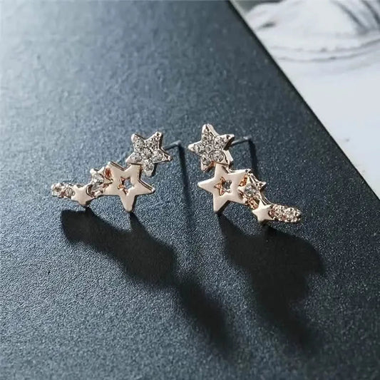 Hollow Star Earrings Zinc Alloy with Rhinestone Accents DailySale