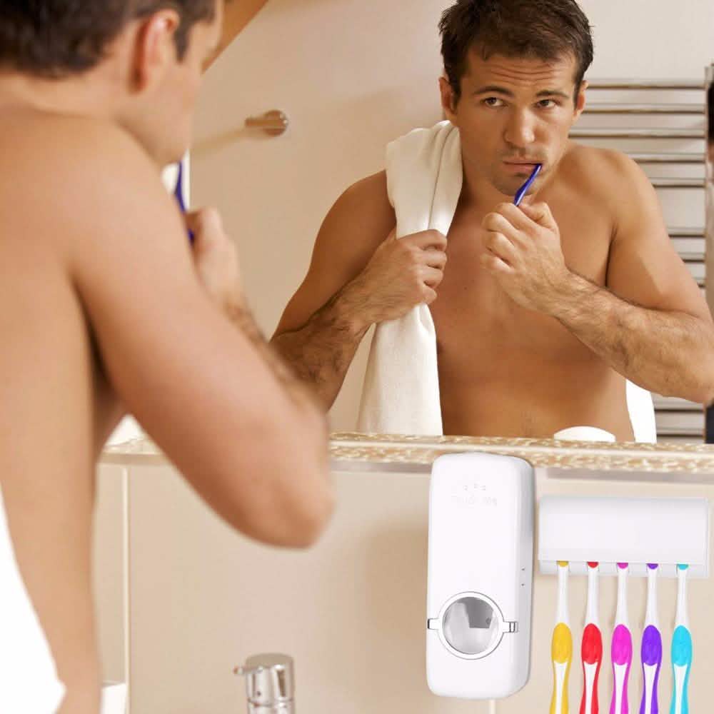 Home Automatic Toothpaste Dispenser + 5 Toothbrush Holder Set DailySale