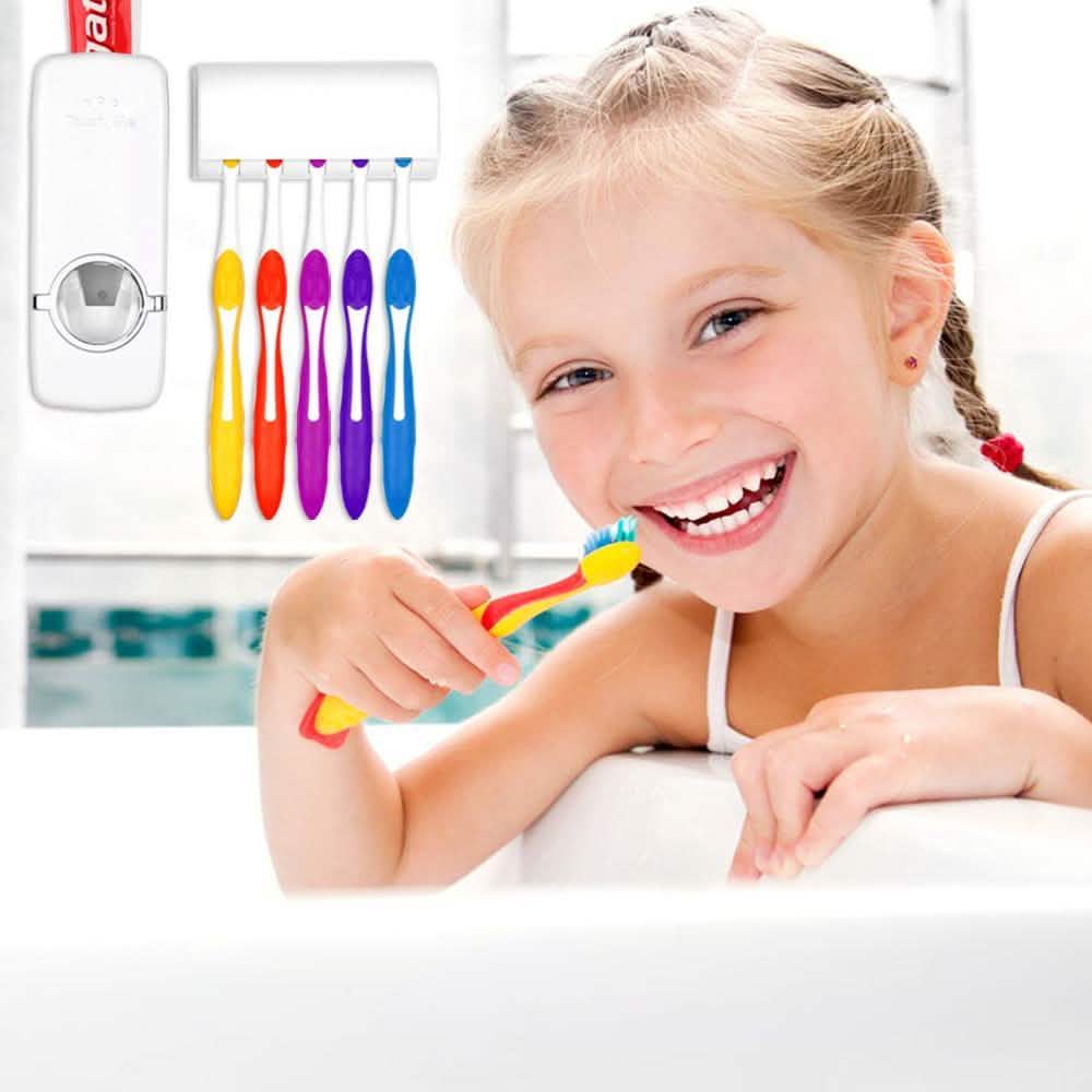 Home Automatic Toothpaste Dispenser + 5 Toothbrush Holder Set DailySale