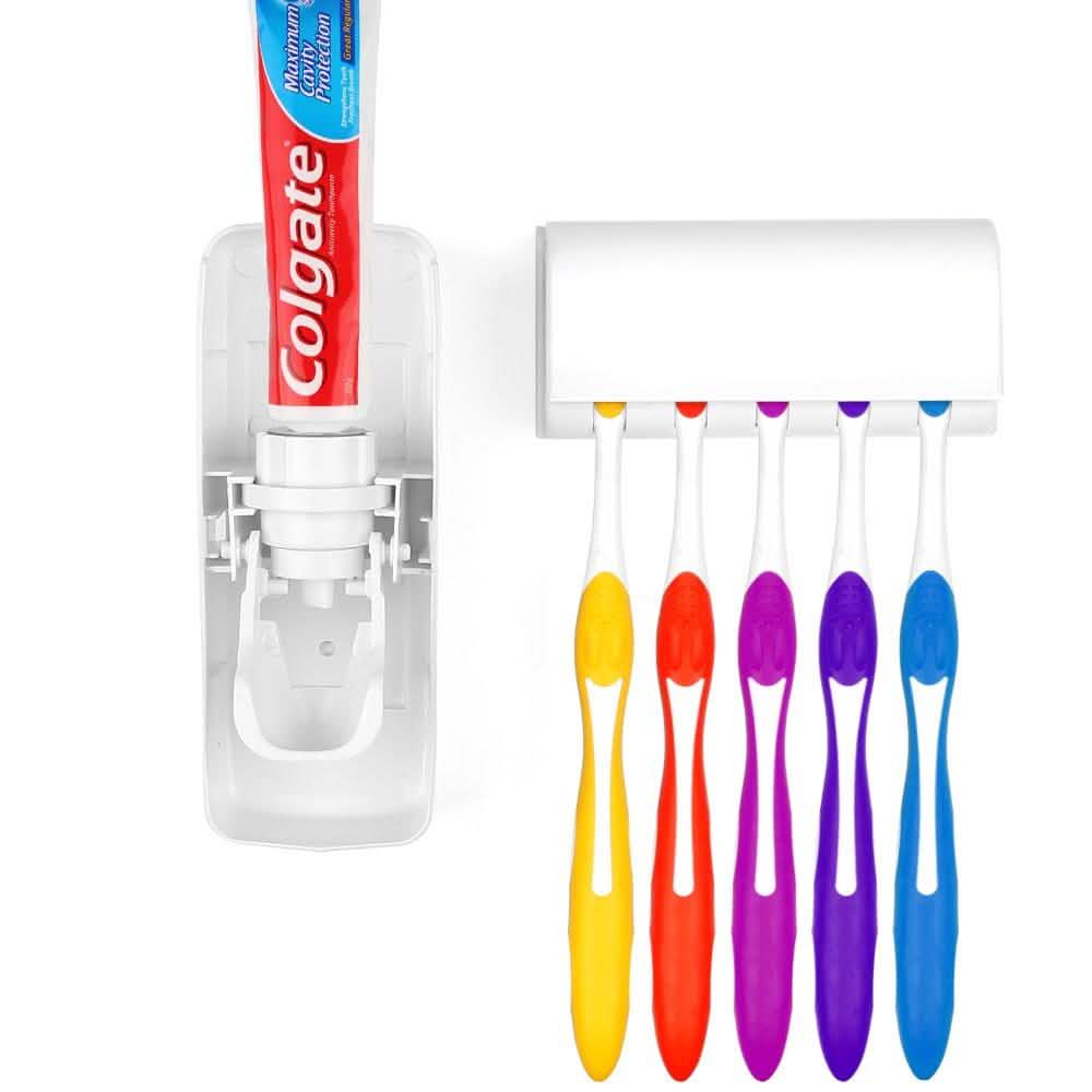 Home Automatic Toothpaste Dispenser + 5 Toothbrush Holder Set DailySale