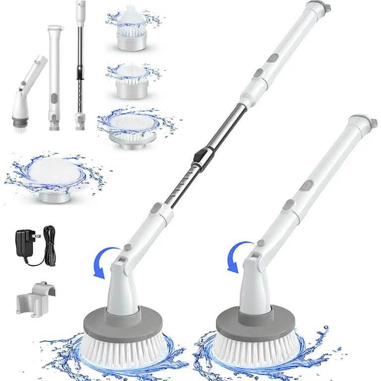 Homitt Cordless Electric Spin Scrubber with 4 Brush Heads & Extension Arm DailySale