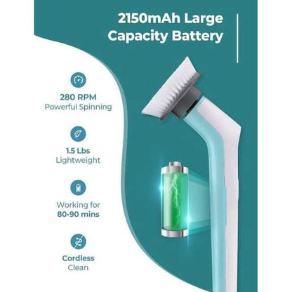HOMITT Cordless Power Scrubber Electric with 3 Cleaning Brush Heads DailySale
