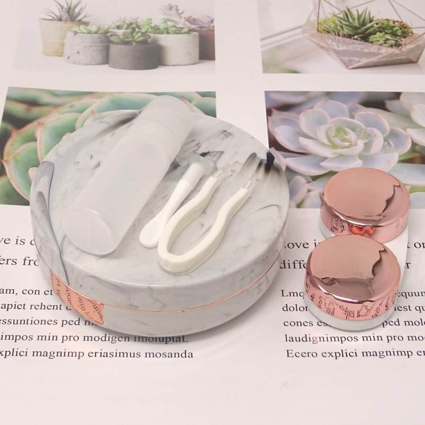 Honbay Fashion Marble Contact Lens Case with Mirror DailySale