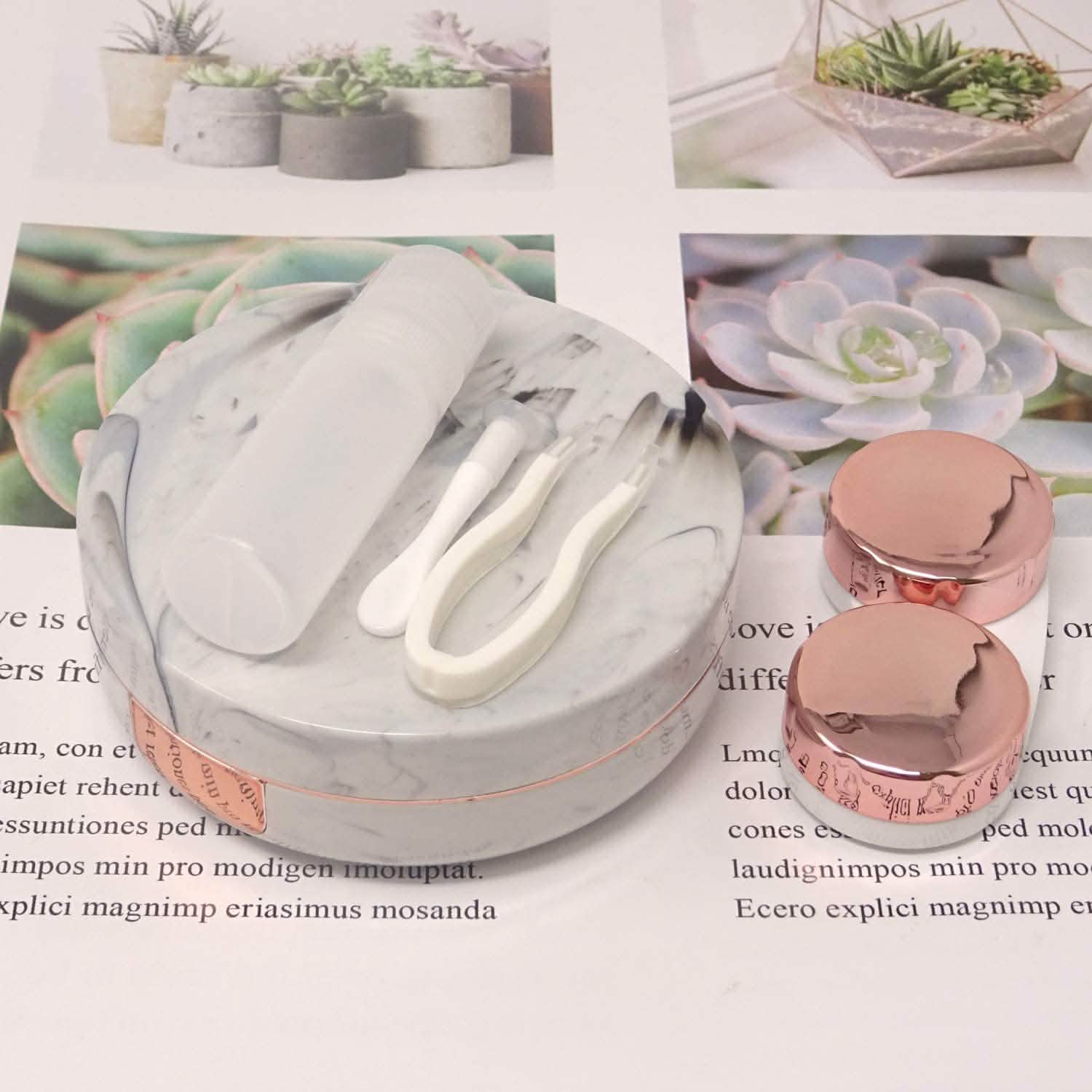 Honbay Fashion Marble Contact Lens Case with Mirror DailySale