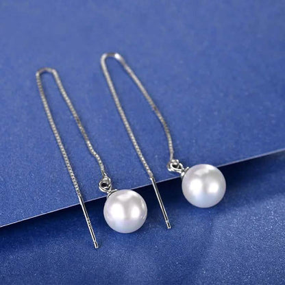 Hongye Big Natural Pearls Ear Line Super Long 925 Silver Drop Earrings DailySale