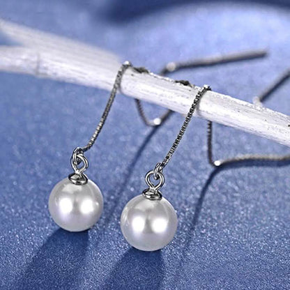 Hongye Big Natural Pearls Ear Line Super Long 925 Silver Drop Earrings DailySale