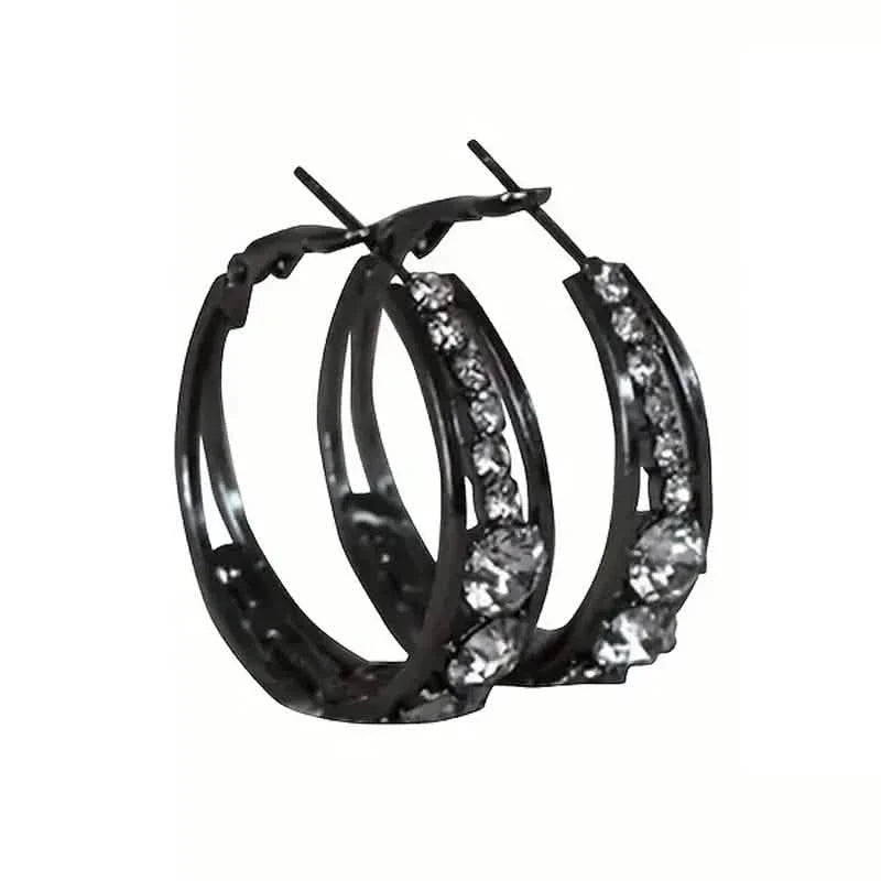 Hoop Earrings Inlaid Shiny Rhinestone For Ladies DailySale