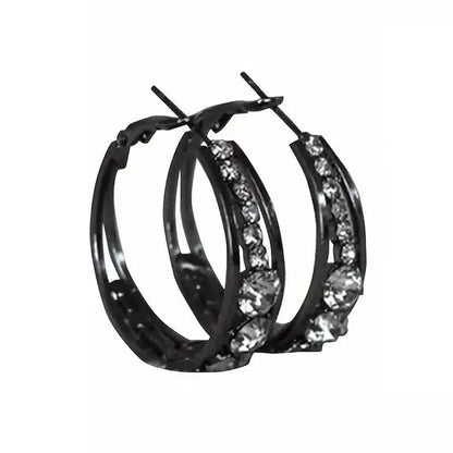 Hoop Earrings Inlaid Shiny Rhinestone For Ladies DailySale