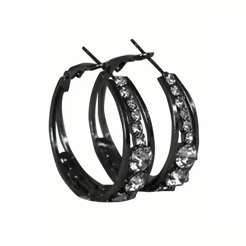 Hoop Earrings Inlaid Shiny Rhinestone For Ladies DailySale