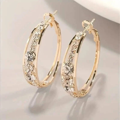 Hoop Earrings Inlaid Shiny Rhinestone For Ladies DailySale