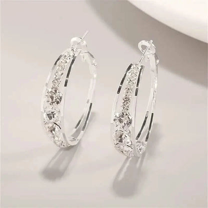 Hoop Earrings Inlaid Shiny Rhinestone For Ladies DailySale