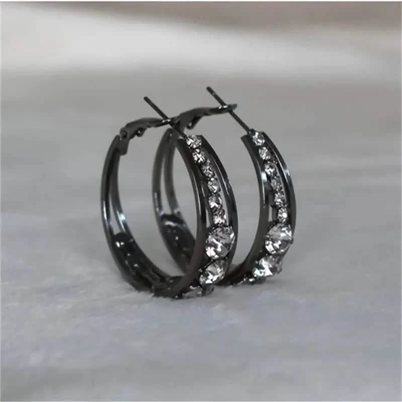 Hoop Earrings Inlaid Shiny Rhinestone For Ladies DailySale