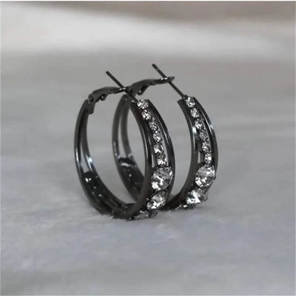 Hoop Earrings Inlaid Shiny Rhinestone For Ladies DailySale