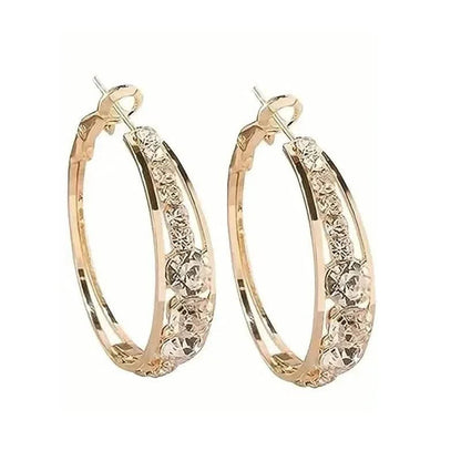 Hoop Earrings Inlaid Shiny Rhinestone For Ladies DailySale