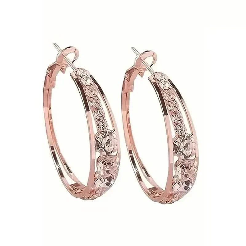 Hoop Earrings Inlaid Shiny Rhinestone For Ladies DailySale
