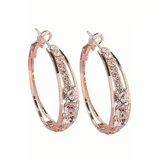 Hoop Earrings Inlaid Shiny Rhinestone For Ladies DailySale