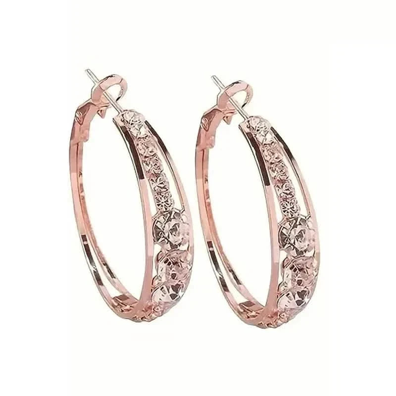 Hoop Earrings Inlaid Shiny Rhinestone For Ladies DailySale