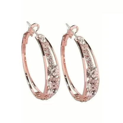 Hoop Earrings Inlaid Shiny Rhinestone For Ladies DailySale