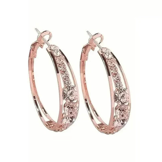 Hoop Earrings Inlaid Shiny Rhinestone For Ladies DailySale