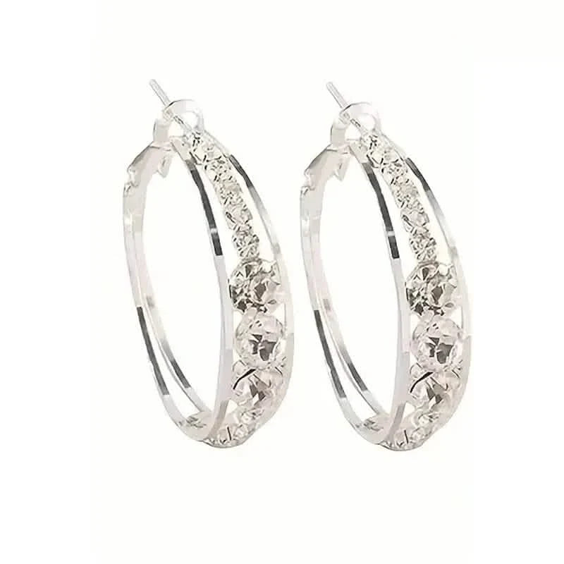 Hoop Earrings Inlaid Shiny Rhinestone For Ladies DailySale