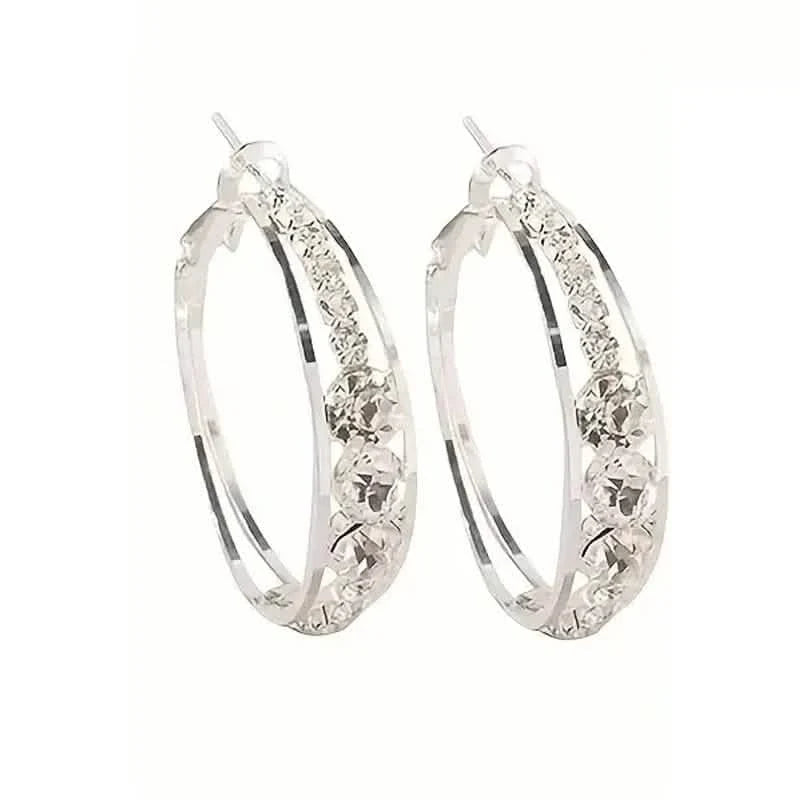 Hoop Earrings Inlaid Shiny Rhinestone For Ladies DailySale