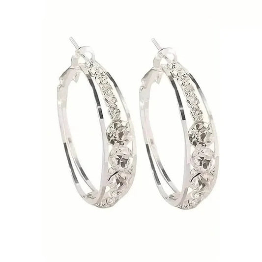 Hoop Earrings Inlaid Shiny Rhinestone For Ladies DailySale