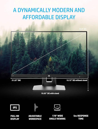 HP 23.8” VH240a IPS FHD LED Monitor HDMI VGA Speakers (Refurbished) DailySale