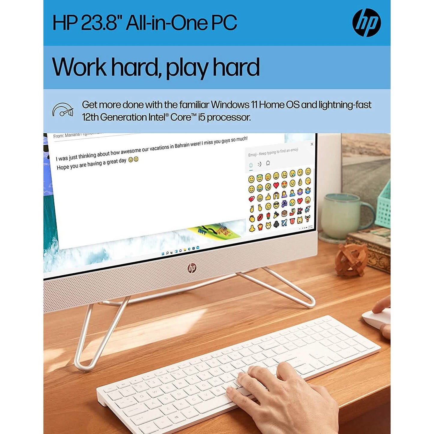 HP All-in-One Bundle PC, 23.8" FHD Touchscreen Display, Intel Core i5-1235U 8GB RAM 512GB SSD (Refurbished) DailySale