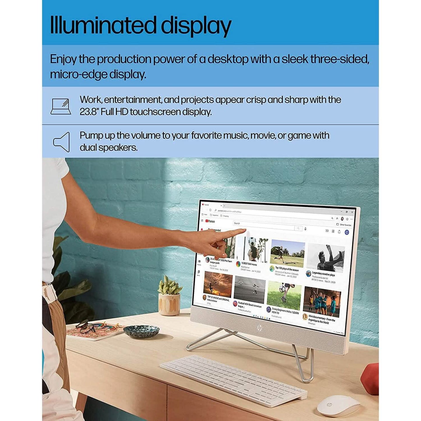 HP All-in-One Bundle PC, 23.8" FHD Touchscreen Display, Intel Core i5-1235U 8GB RAM 512GB SSD (Refurbished) DailySale