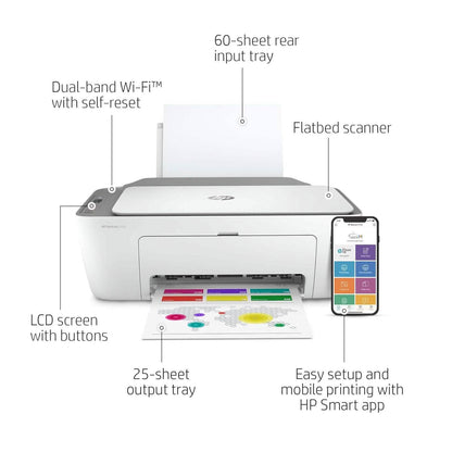 HP DeskJet 2755 All-in-One Inkjet Printer Scanner and Copier (Refurbished) DailySale
