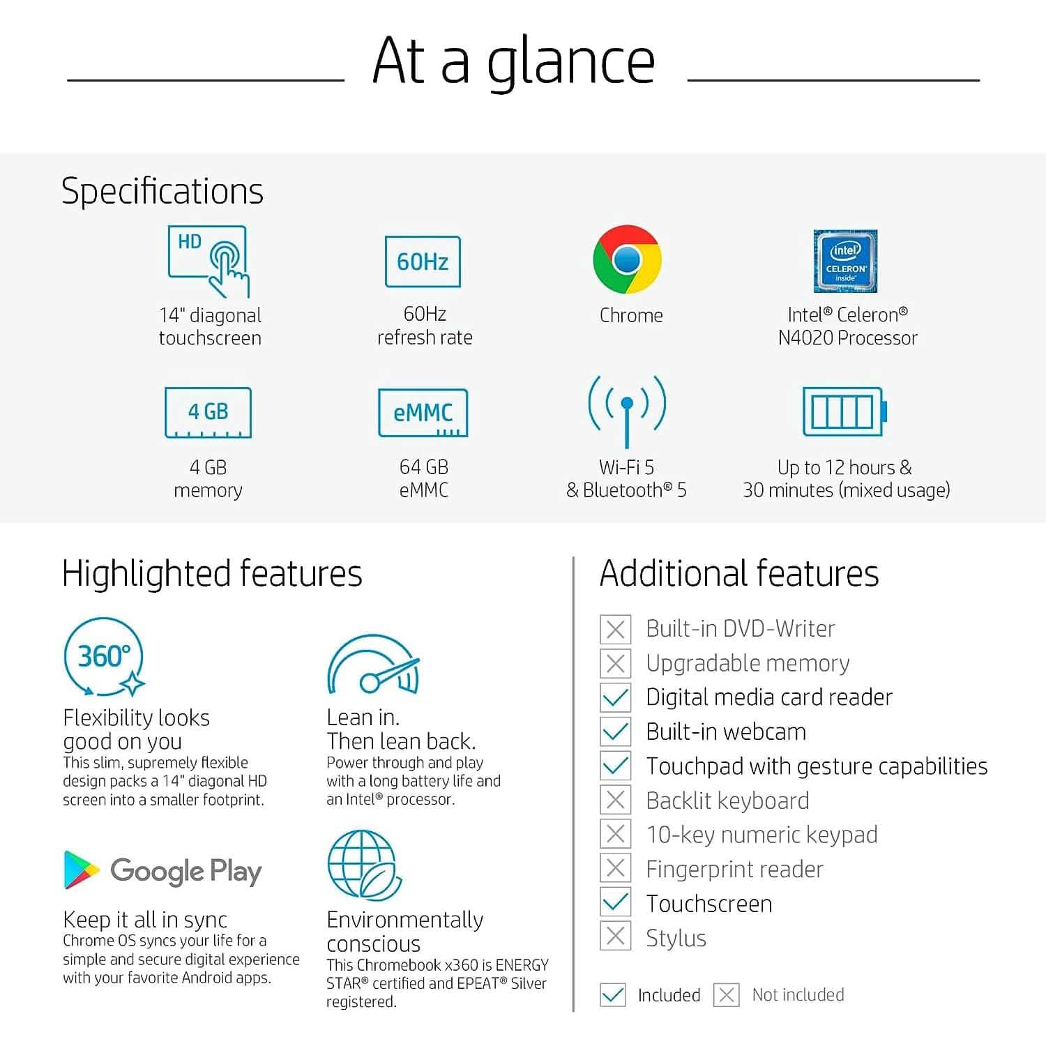 HP Laptop X360 14a Chromebook 14" HD Touchscreen (Refurbished) DailySale