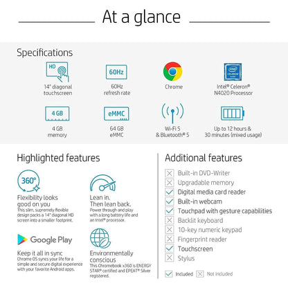 HP Laptop X360 14a Chromebook 14" HD Touchscreen (Refurbished) DailySale