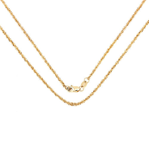14K Yellow Gold 18inch 1.5mm Lite Rope Chain with Lobster Clasp Bids.com
