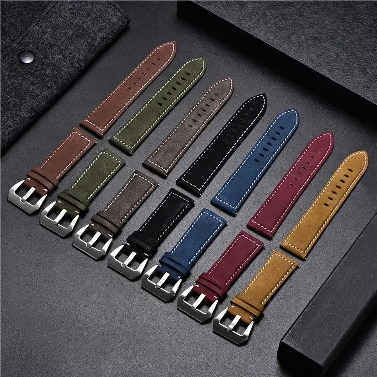 Huawei Watch & Watch GT Matte Leather Band with White Stitching BandsCo Straps