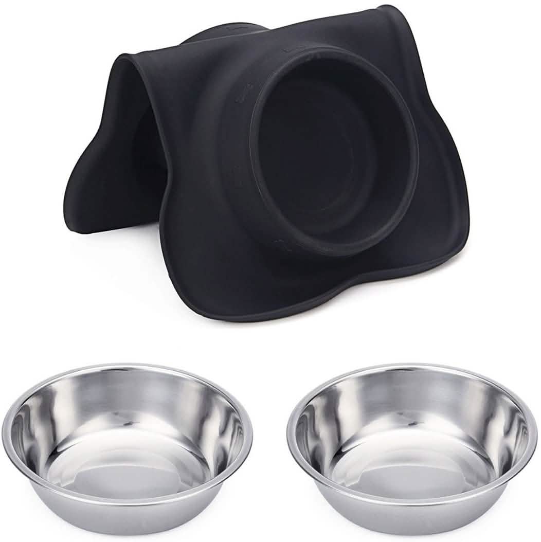 Hubulk 2 Stainless Steel Dog Bowl with No Spill Non-Skid Silicone Mat DailySale