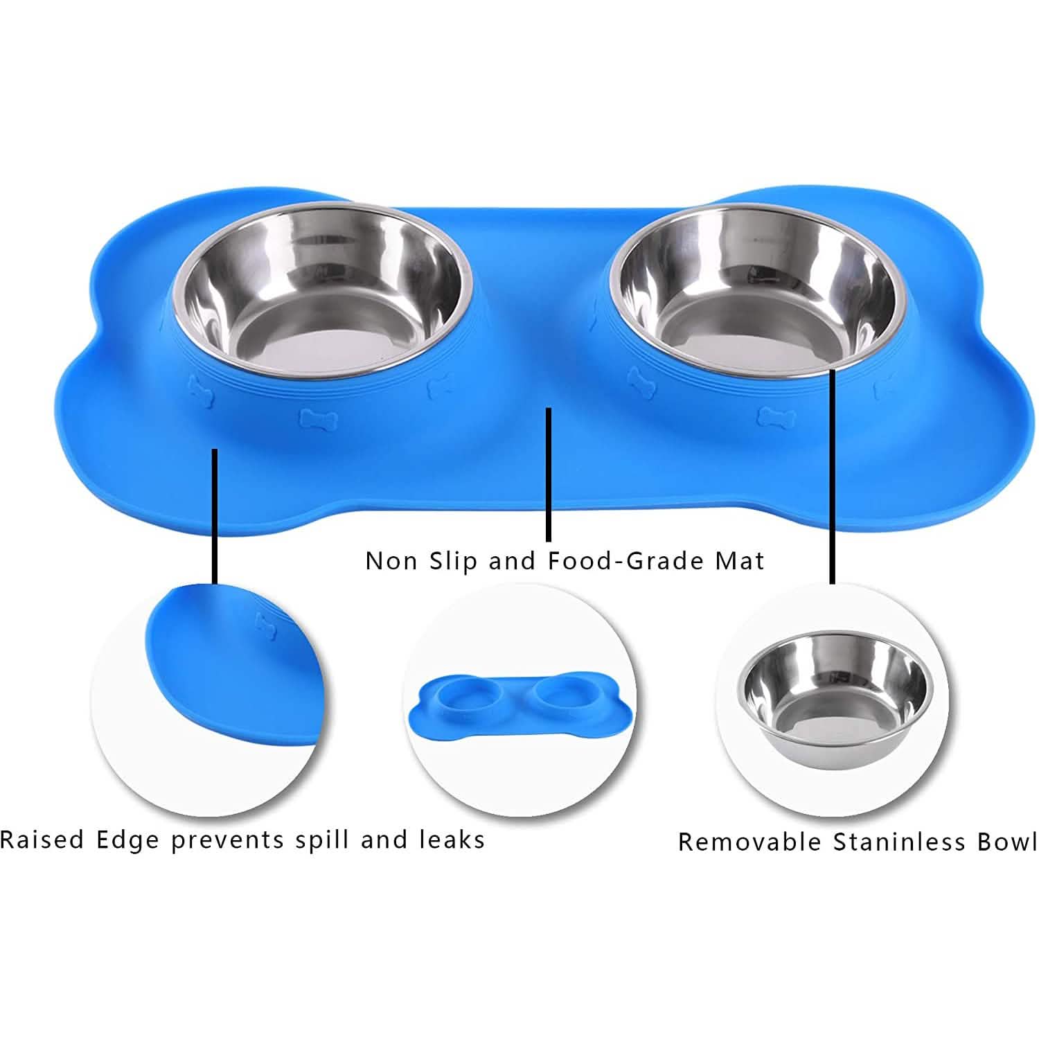 Hubulk 2 Stainless Steel Dog Bowl with No Spill Non-Skid Silicone Mat DailySale