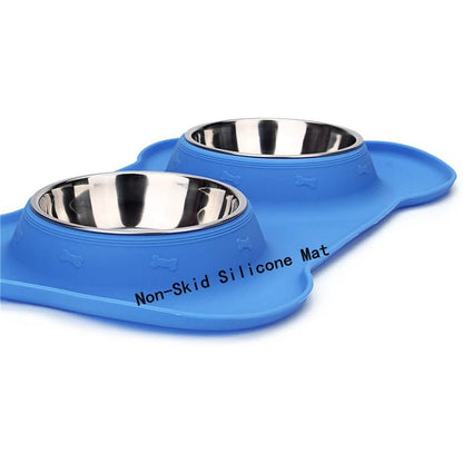 Hubulk 2 Stainless Steel Dog Bowl with No Spill Non-Skid Silicone Mat DailySale